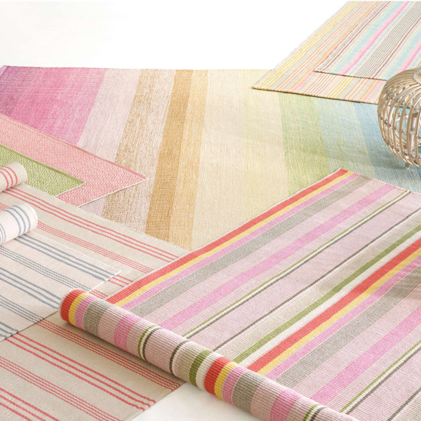 Dash and Albert Rugs Watercolor Handmade Flatweave Cotton Yellow/Pink